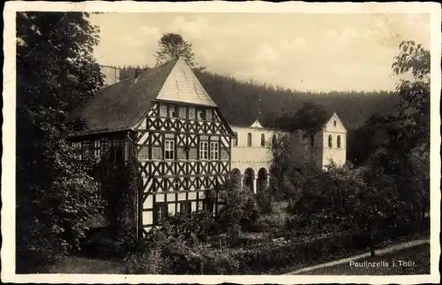 Ak Paulinzella Königsee in Thüringen, Blick auf ein Fachwerkhaus