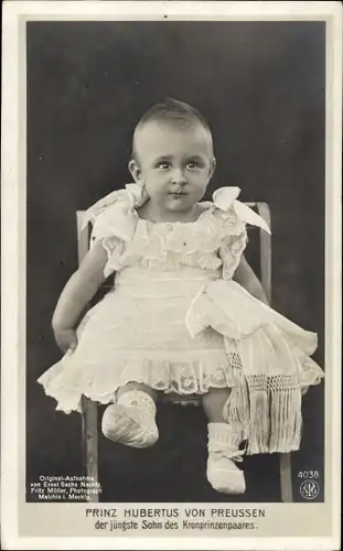 Ak Prinz Hubertus von Preußen, jüngster Sohn des Kronprinzenpaares, Kinderportrait, NPG 4038