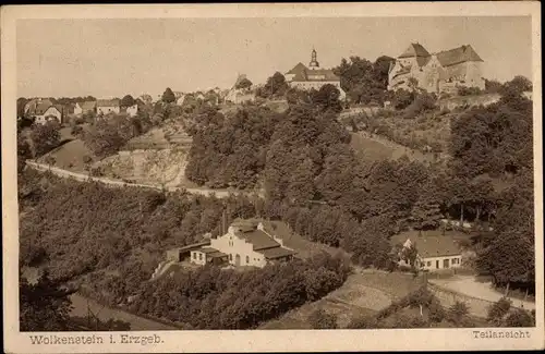 Ak Wolkenstein im Erzgebirge, Teilansicht, Burg, Umgebung