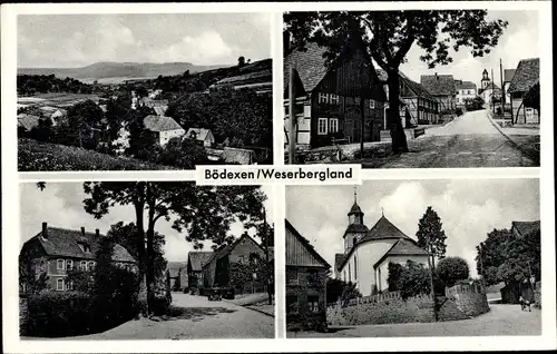 Ak Bödexen Höxter Weserbergland, Kirche, Straße, Hof