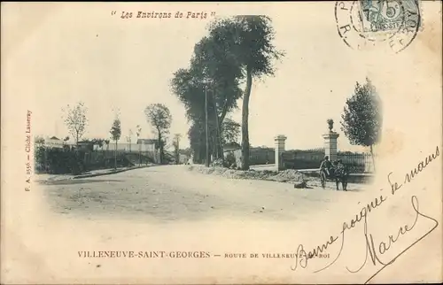Ak Villeneuve Saint Georges Val de Marne, Route de Villeneuve le Roi