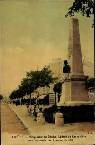 Ak Créteil Val de Marne, Monument du General Ladreit de Lacharriere