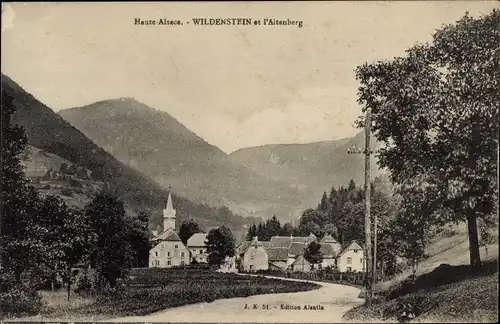 Ak Wildenstein Elsass Haut Rhin, Ortschaft mit Landschaftsblick, l'Altenberg