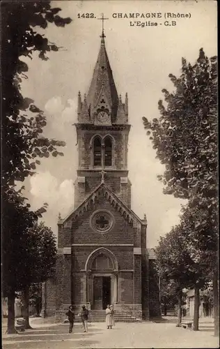 Ak Champagne au Mont d’Or Rhône, L'Eglise