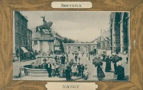 Passepartout Ak Nancy Meurthe et Moselle, Partie am Denkmal und Brunnen