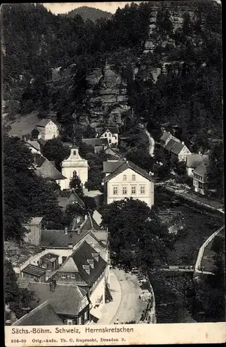 Ak Hřensko Herrnskretschen Elbe Region Aussig, Panorama