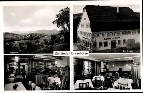 Ak Linsenhofen Frickenhausen Baden Württemberg, Gesamtansicht, Gasthof zur Linde, Bes. H. Kuhn