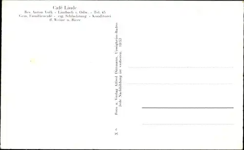 Ak Limbach in Baden Odenwald, Café Linde, Aussen- und Innenansicht, Wald, Bes. Anton Volk