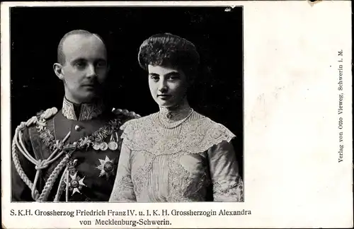 Ak Großherzog Friedrich Franz IV und Großherzogin Alexandra von Mecklenburg Schwerin