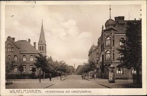 Ak Wilhelmshaven in Niedersachsen, Peterstraße, Christuskirche