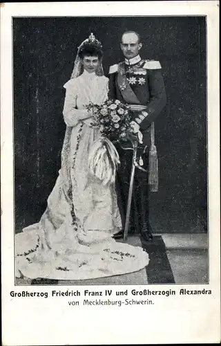 Ak Großherzog Friedrich Franz IV von Mecklenburg Schwerin, Großherzogin Alexandra