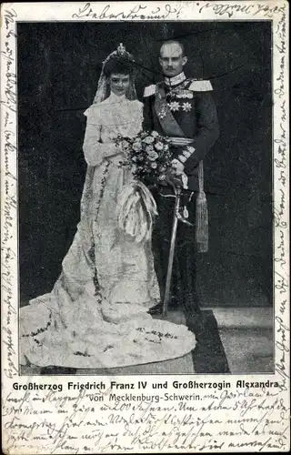 Ak Großherzog Friedrich Franz IV von Mecklenburg Schwerin, Großherzogin Alexandra