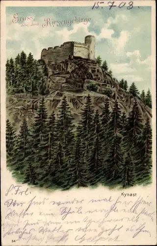 Litho Sobieszów Hermsdorf Kynast Riesengebirge Schlesien, Ruine Kynast