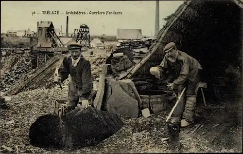 Ak Trélazé Maine et Loire, Ardoisieres, Ouvriers Fendeurs