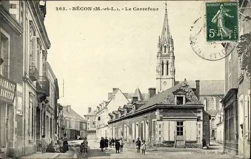 Ak Bécon Maine et Loire, Le Carrefour