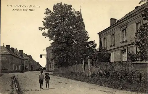 Ak Contigné Maine et Loire, Arrivee par Mire