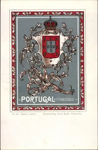 Wappen Litho Portugal, Königreich, Krone