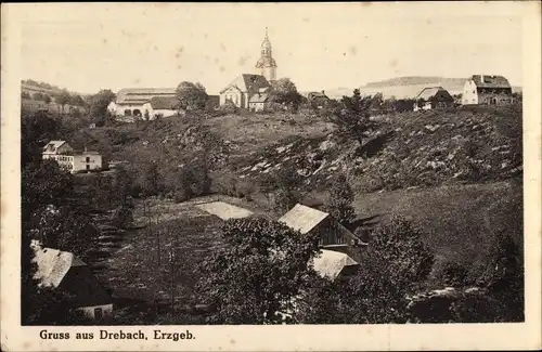 Ak Drebach im Erzgebirge, Blick auf den Ort