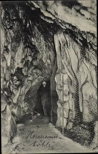 Ak Rübeland Oberharz am Brocken, Hermannshöhle, der Wächter, Innenansicht