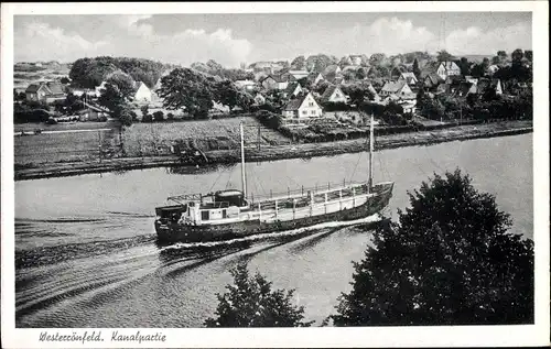 Ak Westerrönfeld Schleswig Holstein, Kanalpartie, Ortschaft, Flussdampfer
