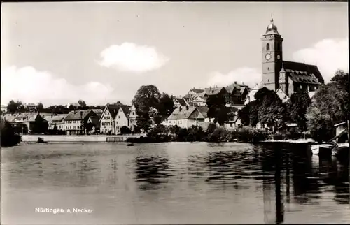 Ak Nürtingen am Neckar, Neckarpartie, Kirche