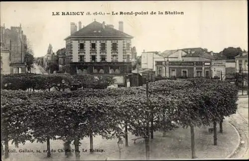 Ak Le Raincy Seine Saint Denis, Le Rond point de la Station