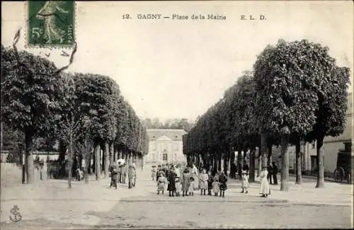 Ak Gagny Seine Saint Denis, Place de la Mairie