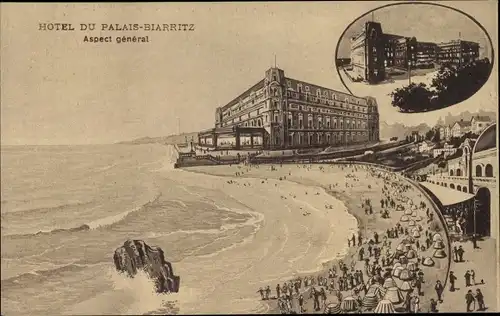 Ak Biarritz Pyrénées Atlantiques, L'Hotel du Palais, Aspect general