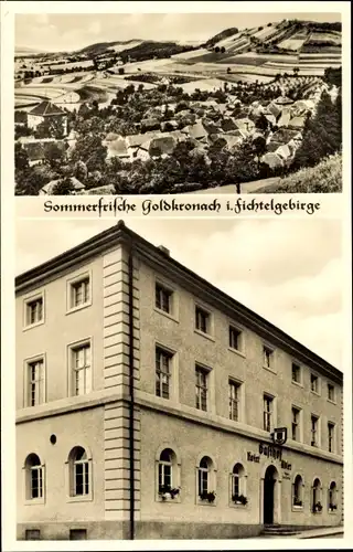 Ak Goldkronach in Oberfranken, Gasthof Roter Adler, Panorama vom Ort