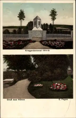 Ak Hönze Sibbesse Niedersachsen, Kriegerdenkmal 1914- 18