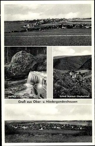 Ak Niedergondershausen Gondershausen im Hunsrück, Klammpartie, Schloss Waldeck, Gesamtansicht