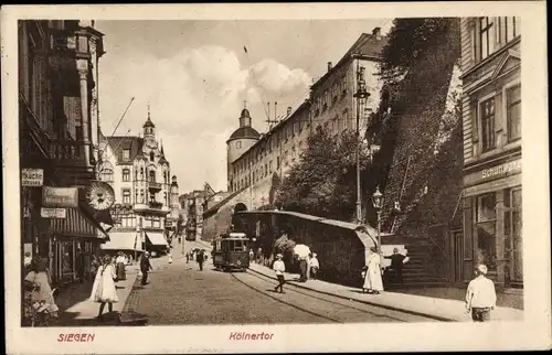 Ak Siegen in Westfalen, Kölnertor, Straßenbahn