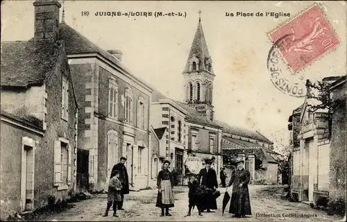 Ak Juigné sur Loire Maine et Loire, La Place de l'Eglise