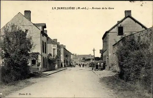 Ak La Jumellière Maine-et-Loire, Arrivee de la Gare