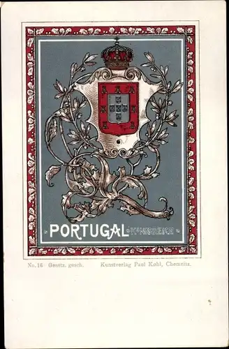 Wappen Litho Portugal, Königreich, Krone