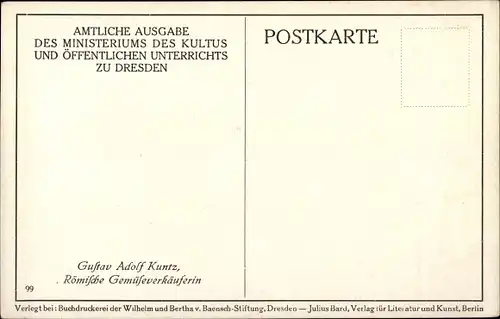 Künstler Ak Kuntz, Gustav Adolf, Römische Gemüseverkäuferin