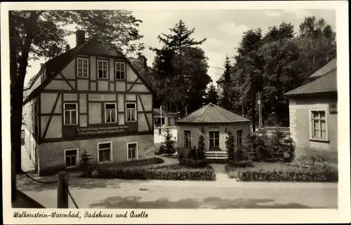 Ak Warmbad Wolkenstein in Sachsen, Badehaus und Quelle