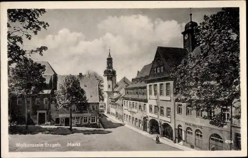 Ak Wolkenstein im Erzgebirge, Markt