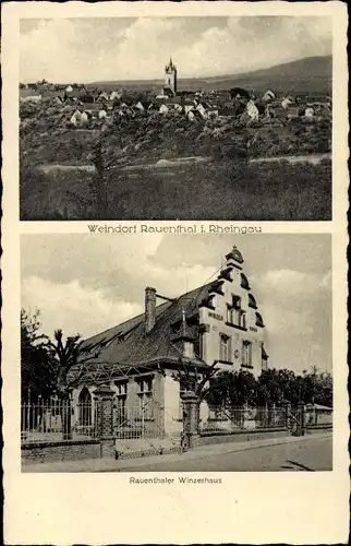 Ak Rauenthal Eltville, Rauenthaler Winzerhaus, Kirche