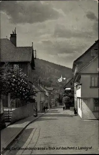 Ak Ruhla in Westthüringen, Carl Alexander Straße und Blick auf das Hotel zum Landgraf