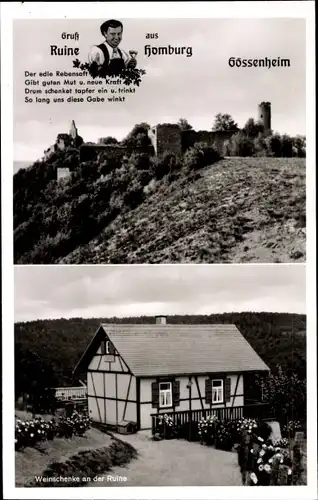 Ak Gossenheim Main Spessart, Weinschenke an der Ruine Homburg, Besitzer Gmelch