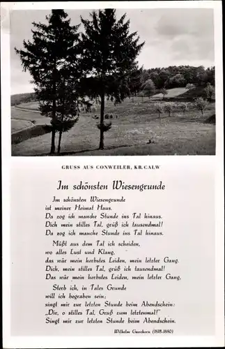 Ak Conweiler Straubenhardt am Schwarzwald, Gedicht, Wilhelm Ganzhorn