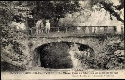 Ak Montfermeil Franceville Seine Saint Denis, Le Vieux Pont du Chateau de Maison Rouge