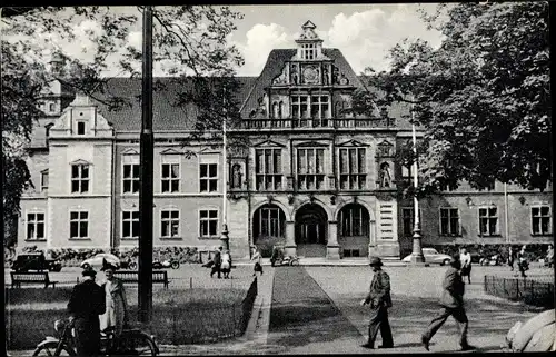 Ak Hamburg Harburg, Rathaus, Motorrad