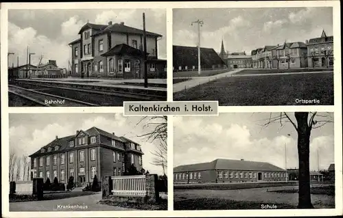 Ak Kaltenkirchen in Holstein, Bahnhof, Schule, Krankenhaus, Ortspartie