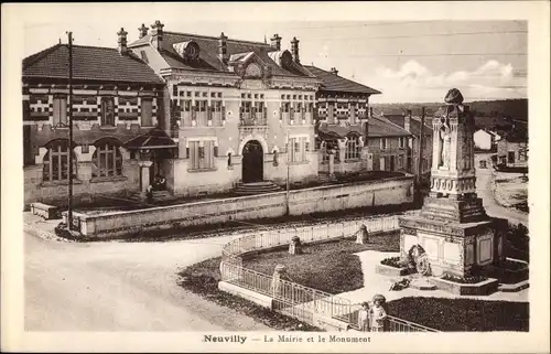 Ak Neuvilly Meuse, La Mairie et le Monument