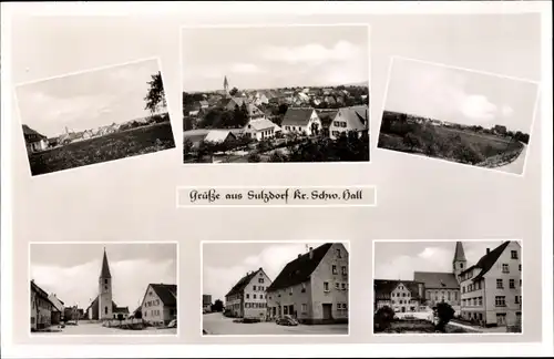 Ak Sulzdorf Schwäbisch Hall in Baden Württemberg, Teilansichten, Kirche, Straßenpartie