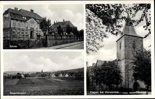 Ak Hagen im Teutoburger Wald, Pfarrkirche, Schule, Gesamtansicht