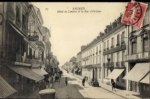 Ak Saumur Maine et Loire, Hotel de Londres et la Rue d'Orleans