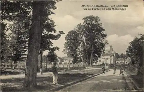 Ak Montfermeil Seine Saint Denis, Le Chateau vue de l'Avenue des Mesanges